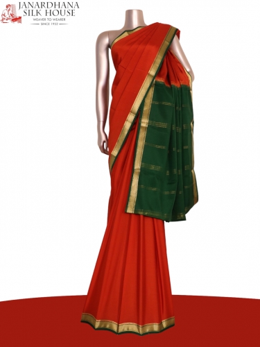 Classic Contrast Pure Mysore Crepe Silk Saree